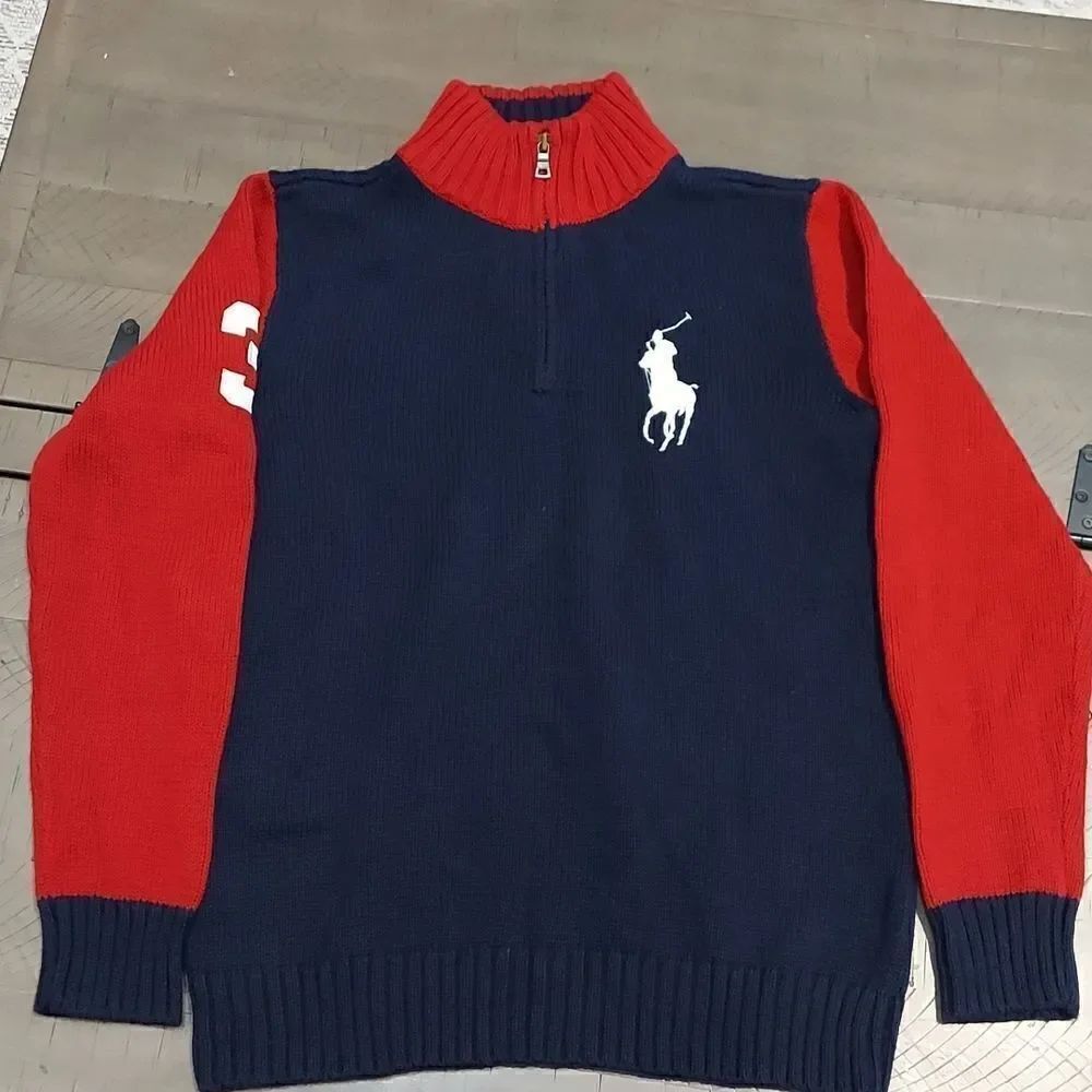 Polo Ralph Lauren Big Pony 1/4 Zip Sweater Sz XL 18-20